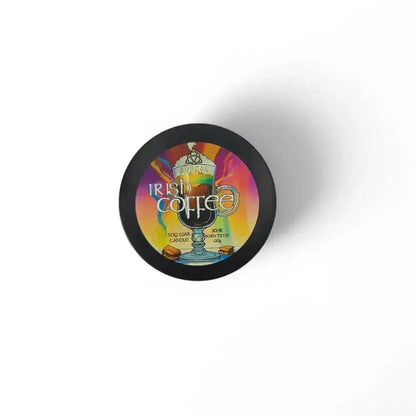 Irish Coffee candle tin lid seen from above