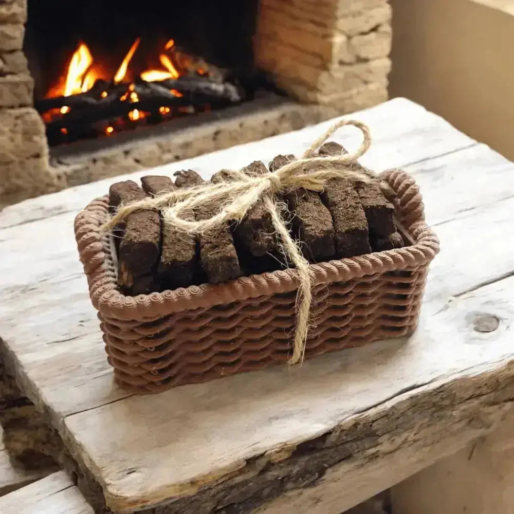 irish creel basket with turf incense
